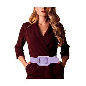 Tigerstars Fashionable Lavender Rectangle Buckle Wide Elastic Waist Belt
